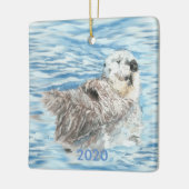 Maßgeschneidertes, Niedliches Otter Floating Blue  Keramikornament (Links)
