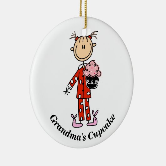 Maßgeschneidertes Oma-Cupcake-Ornament Keramikornament (Rechts)