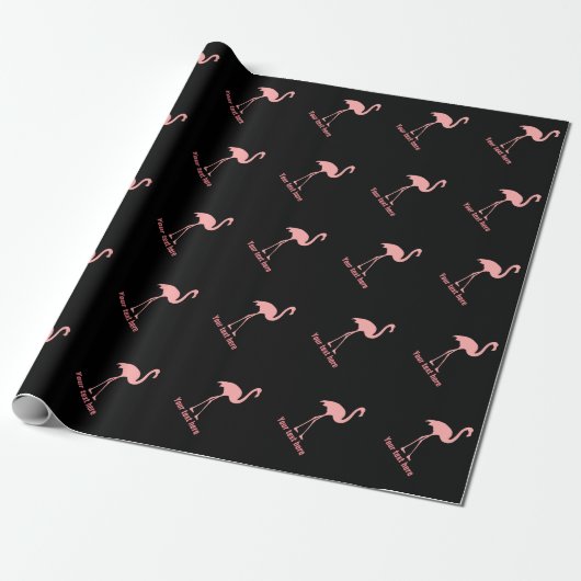 Maßgeschneidertes Papier aus schwarz-rosa Flamingo Geschenkpapier (Ungerollt)