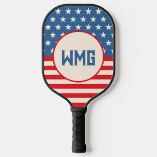 Maßgeschneidertes Patriotisches Monogramm-Paddel Pickleball Schläger
