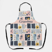 Maßgeschneidertes Pink- und Navy-Floral-Patchwork- Schürze (Vorderseite)