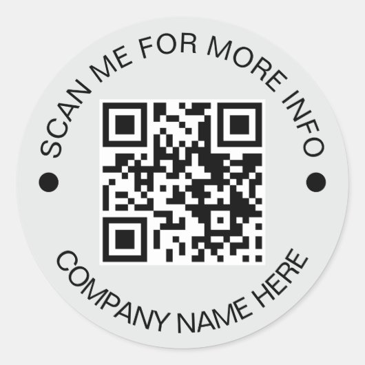 Maßgeschneidertes QR-Code Runde graue wasserdichte Runder Aufkleber (Vorderseite)