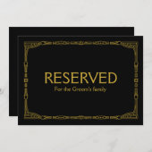 Maßgeschneidertes "Reserviert" Gold Art Deco Stil Einladung (Vorne/Hinten)