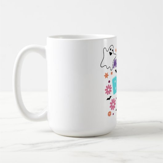 Maßgeschneidertes Retro-BootHalloween-Blumendesign Kaffeetasse (Links)