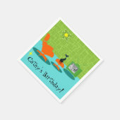 Maßgeschneidertes Retro Space Age Kitty Paper Napk Serviette (Ecke)