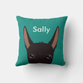 Maßgeschneidertes, robustes schwarzes Podenco-Gesi Kissen (Rückseite)