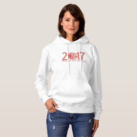 Maßgeschneidertes Rooster Jahr 2017 Chinesischer P Hoodie (Vorne ganz)