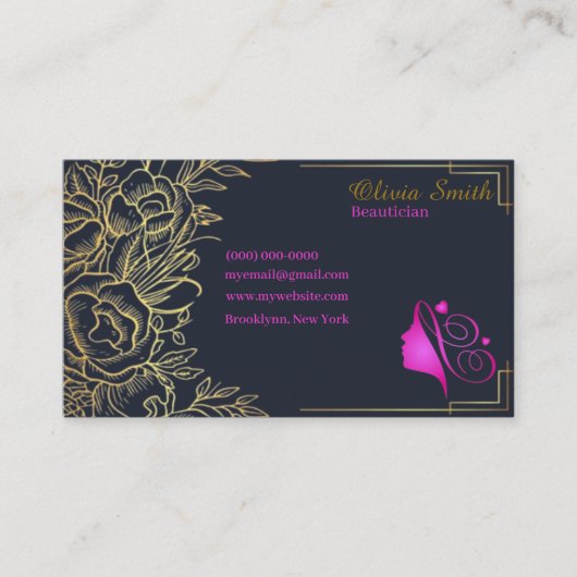 Maßgeschneidertes rosa Gold-Elegant-Template 12 Visitenkarte (Vorderseite)
