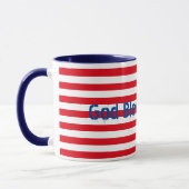 Maßgeschneidertes Rotes Blau "Gott segne Amerika" Tasse (Links)