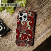 Maßgeschneidertes rotes, weißes, braunes Paisley-M iPhone Hülle