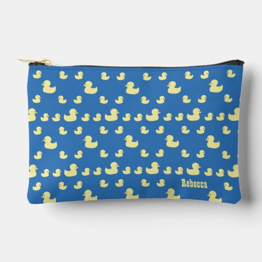 Maßgeschneidertes Rubber Duck Muster Blue Zipper Zubehörtasche (Vorderseite)
