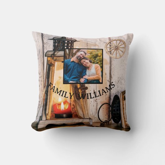 Maßgeschneidertes rustikales Bauernhaus Laternenla Kissen (Vorderseite)