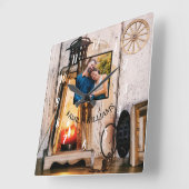 Maßgeschneidertes rustikales Bauernhaus Laternenla Quadratische Wanduhr (Winkel)