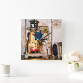 Maßgeschneidertes rustikales Bauernhaus Laternenla Quadratische Wanduhr (Zuhause)