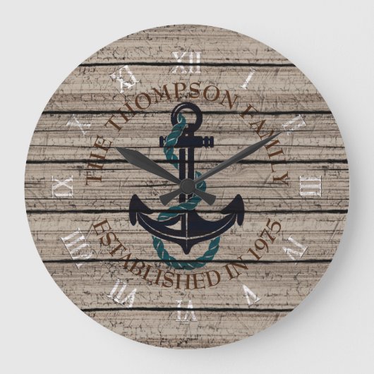 Maßgeschneidertes Rustikales, grau-braunes Muster Große Wanduhr (Vorderseite)