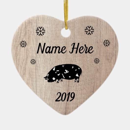 Maßgeschneidertes Rustikales KuneKune Pig Keramik Ornament (Vorne)