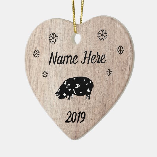 Maßgeschneidertes Rustikales KuneKune Pig Keramik Ornament (Links)