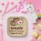 Maßgeschneidertes rustikales Pink Floral Cowgirl Pappteller (Party)