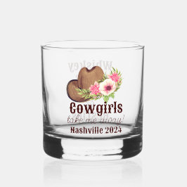 Maßgeschneidertes rustikales Pink Floral Cowgirl Whiskyglas