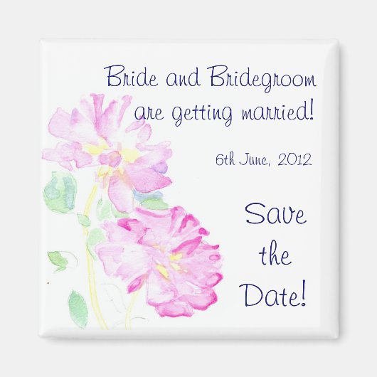 Maßgeschneidertes 'Save the Date' Magnet, rosa Ros Magnet (Vorne)