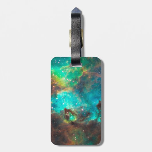 Maßgeschneidertes Schwarz-Aqua-Monogramm mit drei Gepäckanhänger (Rückseite vertikal)