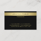 Maßgeschneidertes Schwarz-Gold-Monogramm-Elegant Visitenkarte (Rückseite)