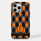Maßgeschneidertes Schwarz-Grau-Orange-Raute-Muster iPhone Hülle (Rückseite)