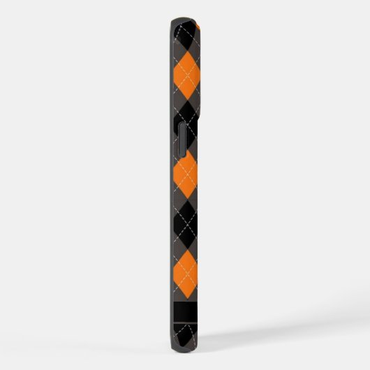 Maßgeschneidertes Schwarz-Grau-Orange-Raute-Muster iPhone Hülle (Rechte Seite)