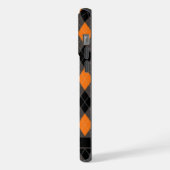 Maßgeschneidertes Schwarz-Grau-Orange-Raute-Muster iPhone Hülle (Linke Seite)