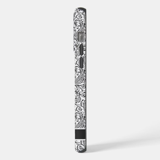 Maßgeschneidertes Schwarz-Weiß-Muster iPhone Hülle (Linke Seite)