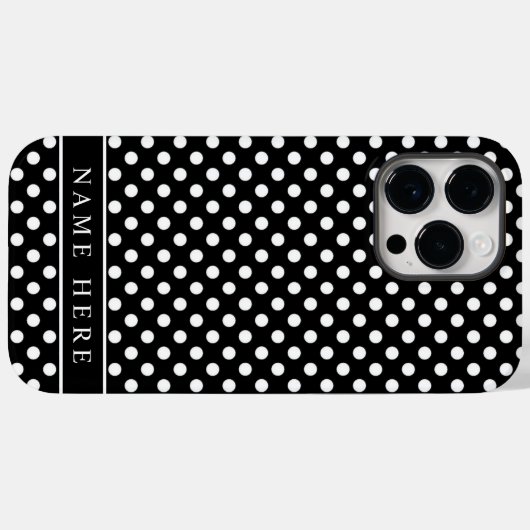 Maßgeschneidertes Schwarz-Weiß-Polka-Dot-Design Case-Mate iPhone Hülle (Rückseite (Horizontal))