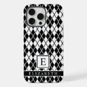 Maßgeschneidertes Schwarz-Weiß-Raute-Muster iPhone Hülle (Rückseite)