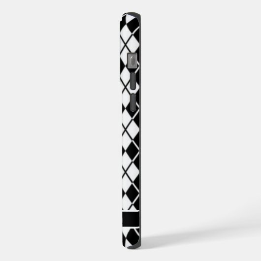 Maßgeschneidertes Schwarz-Weiß-Raute-Muster iPhone Hülle (Linke Seite)