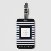 Maßgeschneidertes Schwarz-Weiß-Streifen-Gepäckanhä Gepäckanhänger (Vorderseite Vertikal)