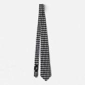 Maßgeschneidertes Schwarzweißharlequin-Monogramm Krawatte (Rückseite)
