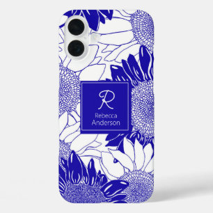 Maßgeschneidertes Sonnenblumenblau und Weiß iPhone 16 Plus Hülle