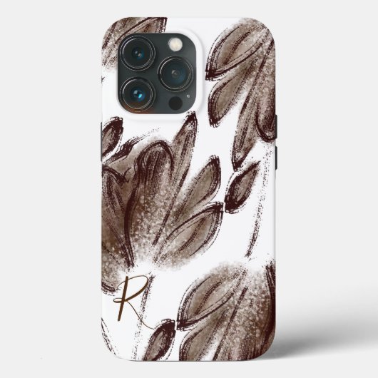 Maßgeschneidertes, stylisches Braun-Aquarell-Monog Case-Mate iPhone Hülle (Rückseite)
