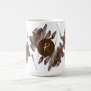 Maßgeschneidertes, stylisches Braun-Aquarell-Monog Kaffeetasse