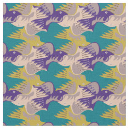 Maßgeschneidertes Stylized Birds Tesselgewebe Stoff