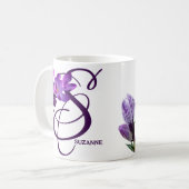 Maßgeschneidertes Suzanne-Namensschild für violett Kaffeetasse (Vorderseite Links)