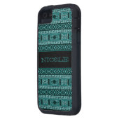 Maßgeschneidertes Tee- und schwarzes Aztekenmuster Case-Mate iPhone Hülle (Rückseite Links)