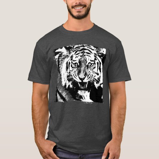 Maßgeschneidertes Tiger-Template Modernes Kohlekra T-Shirt (Vorderseite)
