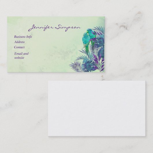 Maßgeschneidertes tropisches Parrot-Geschäft Visitenkarte (Vorne/Hinten)