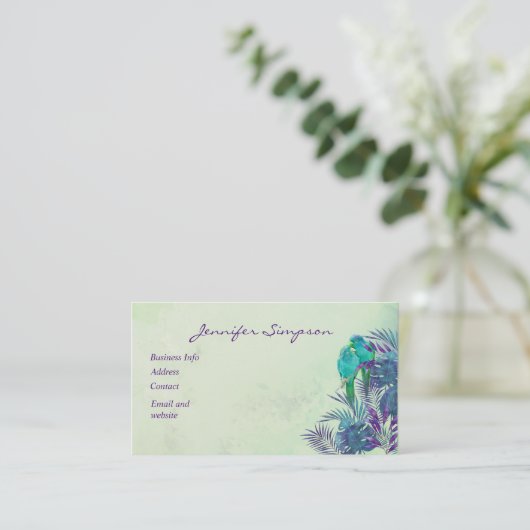 Maßgeschneidertes tropisches Parrot-Geschäft Visitenkarte (Stehend Vorderseite)
