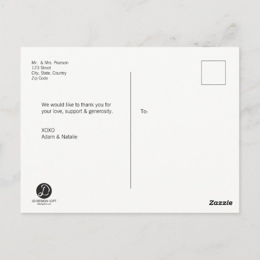 Maßgeschneidertes vertikales Foto Hochzeit "Liebe Postkarte (Rückseite)