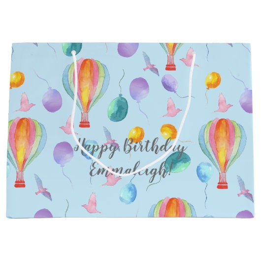 Maßgeschneidertes Wasserfarben-Heißluftballon-Must Große Geschenktüte (Vorderseite)