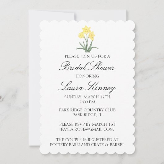 Maßgeschneidertes Wasserfarbendodil Einladung (Vorderseite)