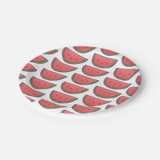 Maßgeschneidertes Wassermelonmuster Pappteller (Schrägansicht)