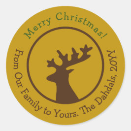 Maßgeschneidertes Weihnachtsschmuck Bronze Green G Runder Aufkleber