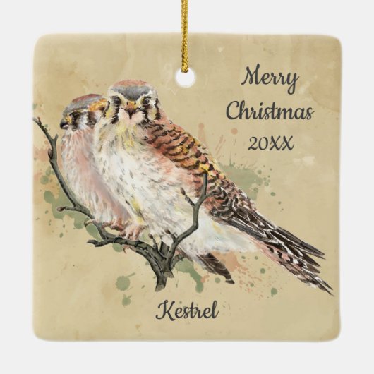 Maßgeschneidertes Weihnachtswasserkestrel, Falken Keramikornament (Rückseite)